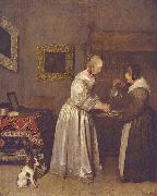 Adriaan de Lelie Dame, die sich die Hande wascht oil painting